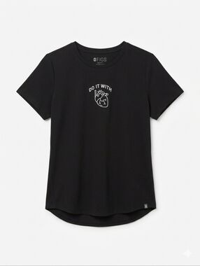 FIGS Super Soft Black "Do It With Heart" Graphic Short Sleeve Tee | Size XXL
